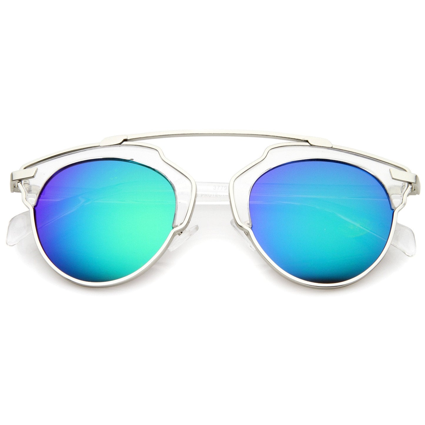 Two Tone Mirrored Lens Aviator Sunglasses