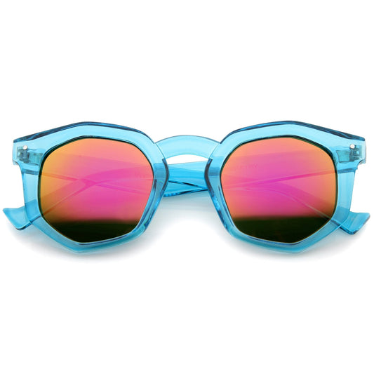 Geometric Colorful Translucent Hexagon Sunglasses