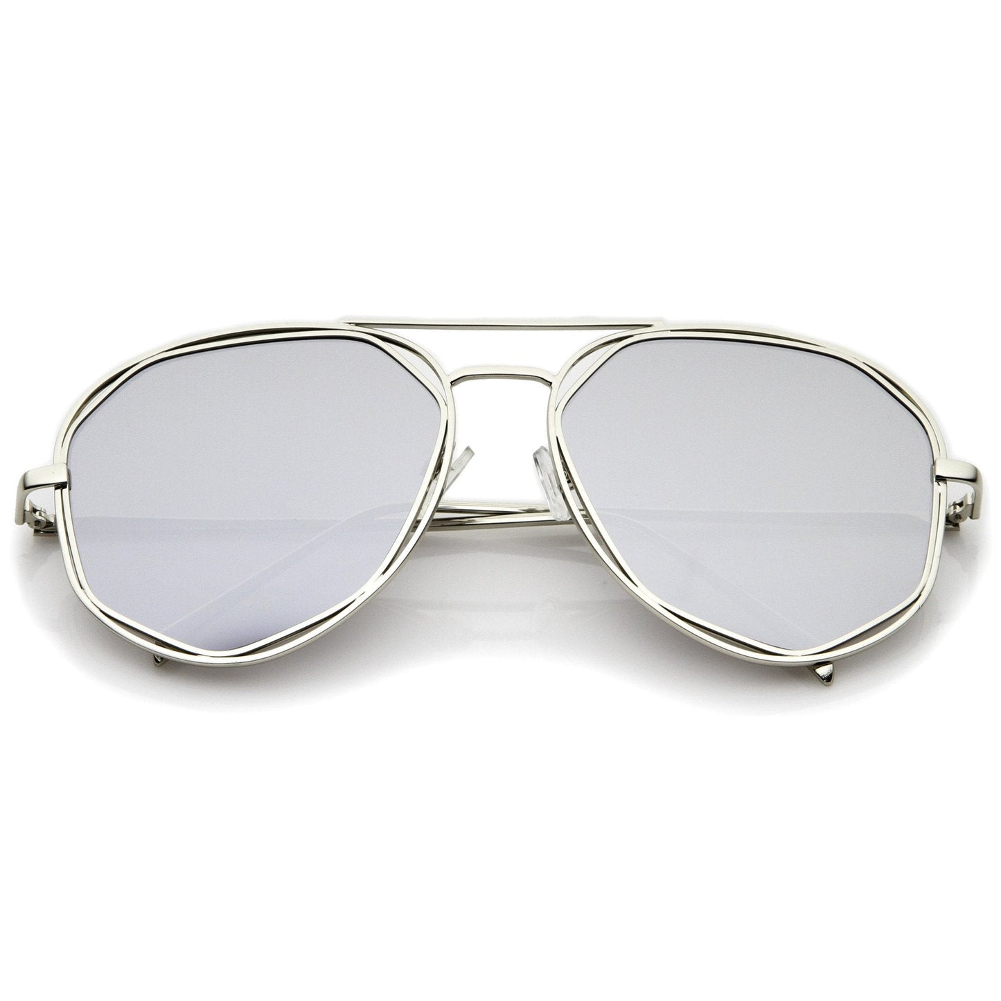 Geometric Mirrored Lens Aviator Sunglasses