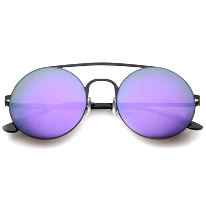 Modern Slim Round Mirrored Sunglasses