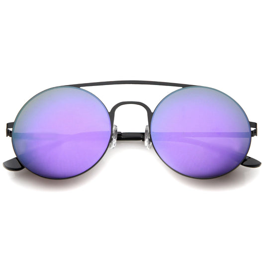 Modern Slim Round Mirrored Sunglasses