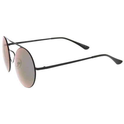 Modern Slim Round Mirrored Sunglasses