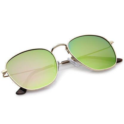 Slim Mirrored Flat Lens Square Sunglasses