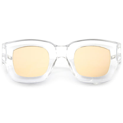 Bold Horned Rim Mirrored Sunglasses