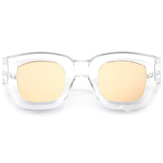 Bold Horned Rim Mirrored Sunglasses