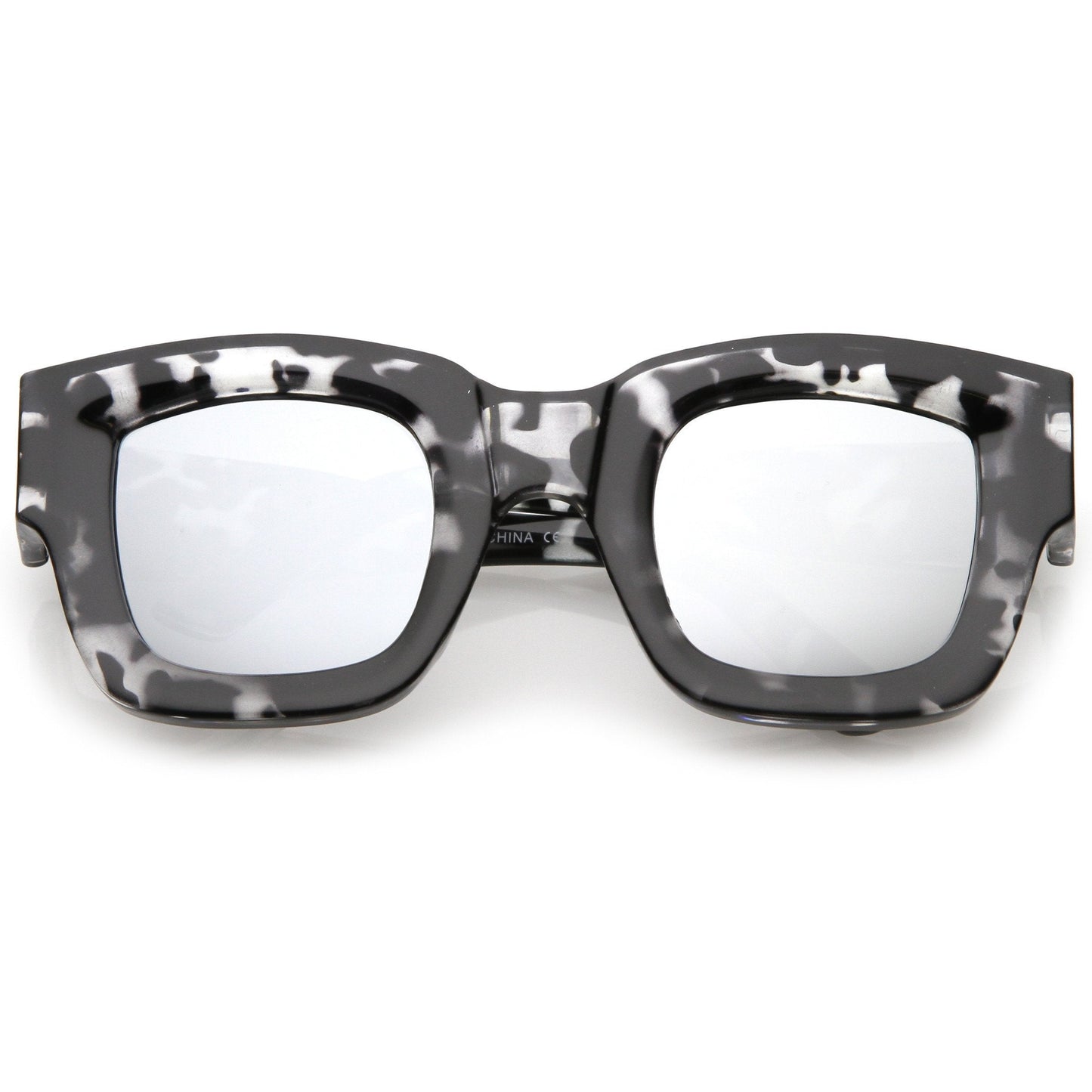 Bold Horned Rim Mirrored Sunglasses