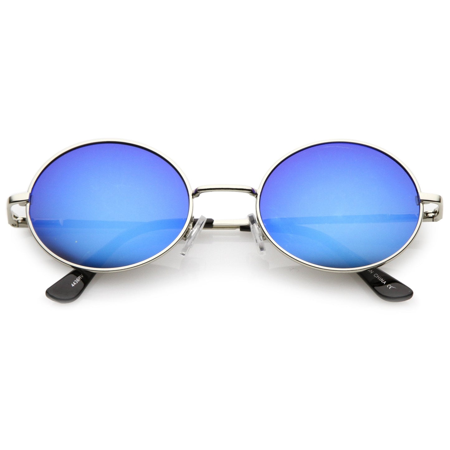 Retro Fashion Oval Mirrored Flat Lens Sunglasses