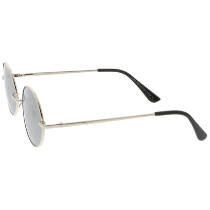 Retro Fashion Oval Mirrored Flat Lens Sunglasses
