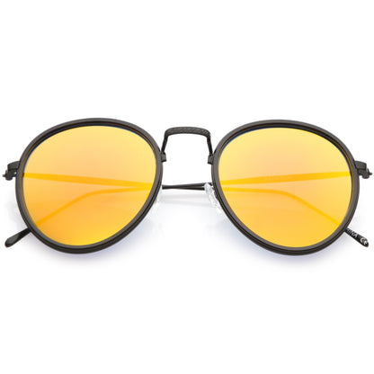 Modern Mirrored Flat Lens Aviator Sunglasses