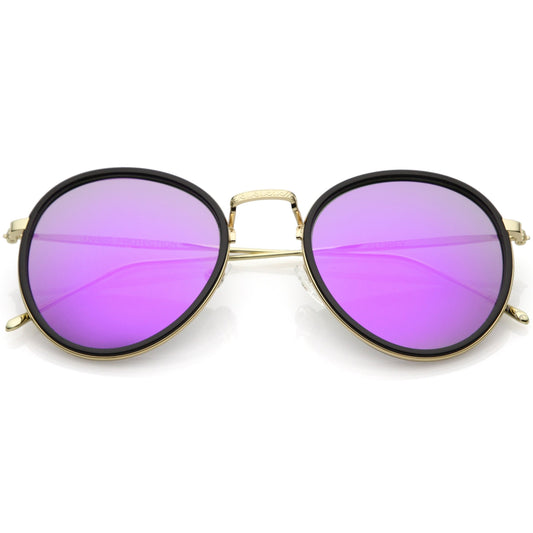 Modern Mirrored Flat Lens Aviator Sunglasses