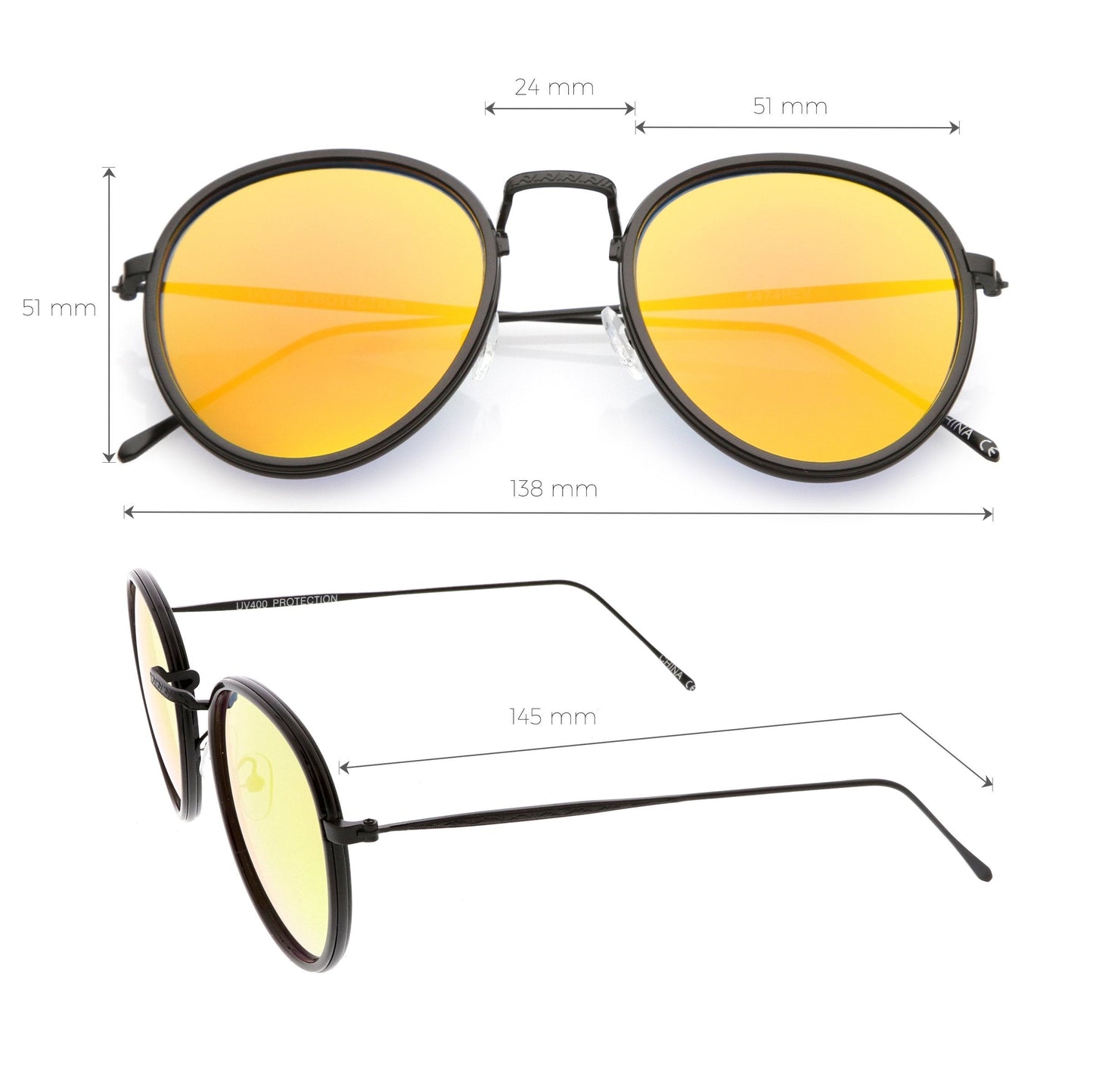 Modern Mirrored Flat Lens Aviator Sunglasses