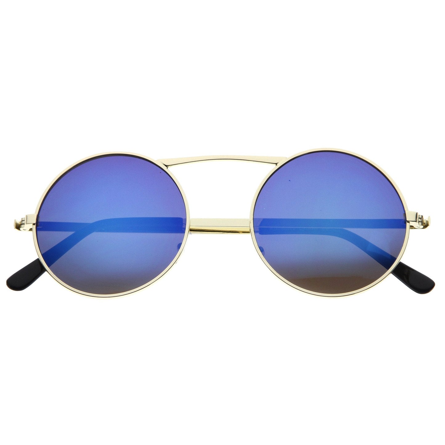 Round Steampunk Mirrored Lens Sunglasses