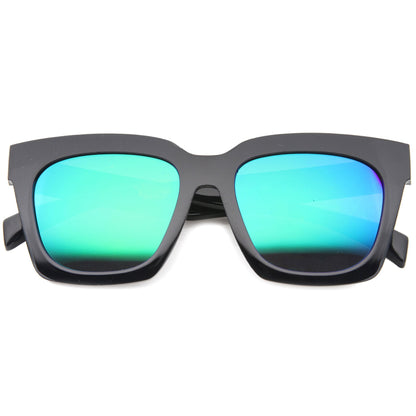 Oversize Horned Rim Mirror Lens Sunglasses