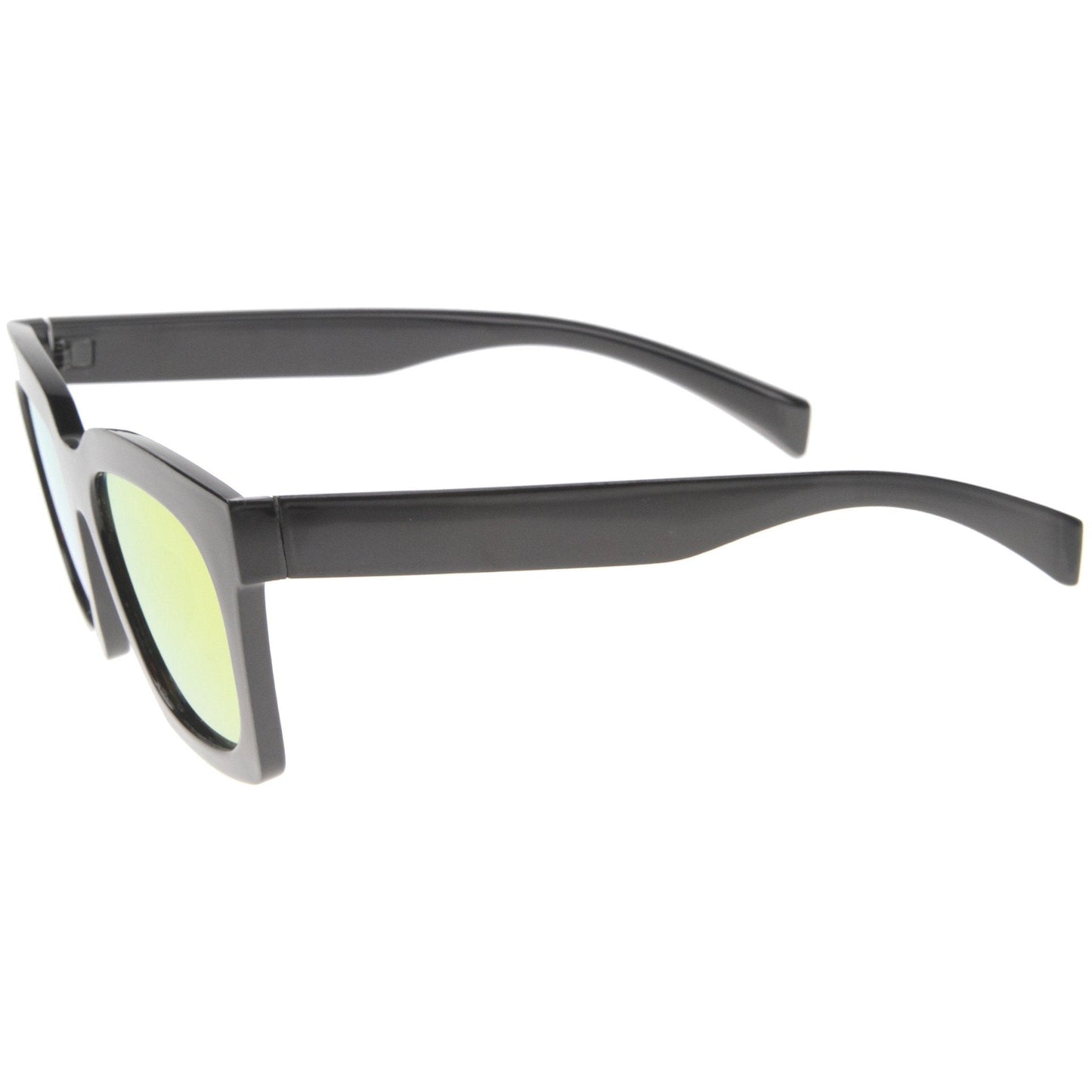 Oversize Horned Rim Mirror Lens Sunglasses