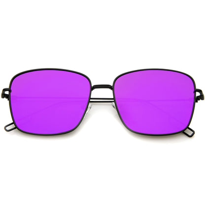 Wire Metal Flat Lens Square Aviator Sunglasses